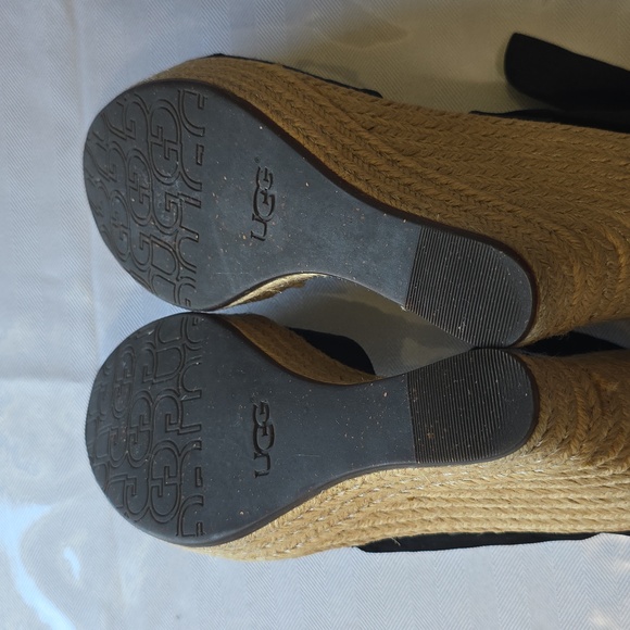 🌸UGG Black Espadrille Wedge Sandals 10 - Picture 4 of 6